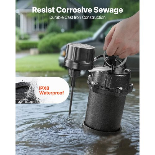 Submersible Sewage Pump 34 Hp 6000 Gph Cast Iron Sewageeffluent With Automatic