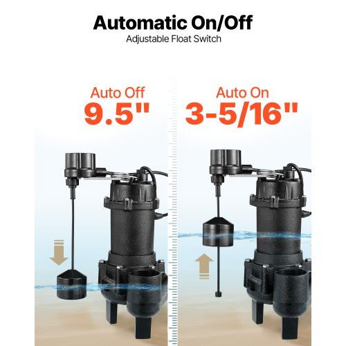 Submersible Sewage Pump 34 Hp 6000 Gph Cast Iron Sewageeffluent With Automatic