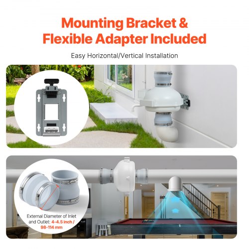 4 to 4.5 inch Radon Fan Installation Kit Quiet 190CFM Radon Mitigation Fan