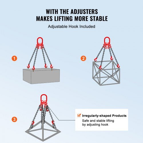 Chain Sling 14 inch x 5 ft Lifting Chains with Hooks G80 Engine Chain