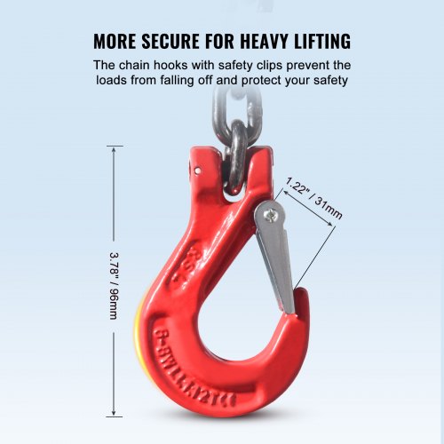 Chain Sling 14 inch x 5 ft Lifting Chains with Hooks G80 Engine Chain