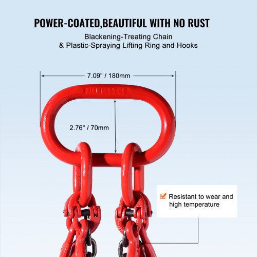 Chain Sling 14 inch x 5 ft Lifting Chains with Hooks G80 Engine Chain
