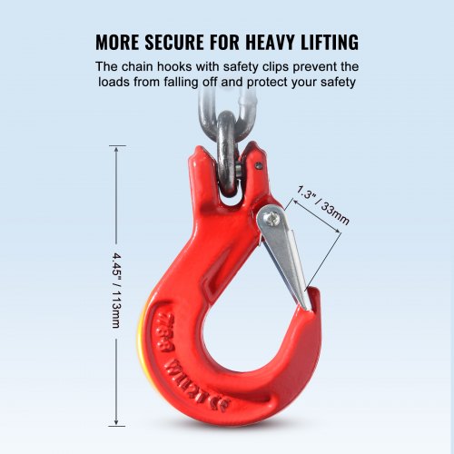 Chain Sling 516 inch x 10 ft Lifting Chains with Hooks G80 Engine Chain
