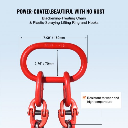 Chain Sling 38 inch x 10 ft Lifting Chains with Hooks G80 Engine Chain