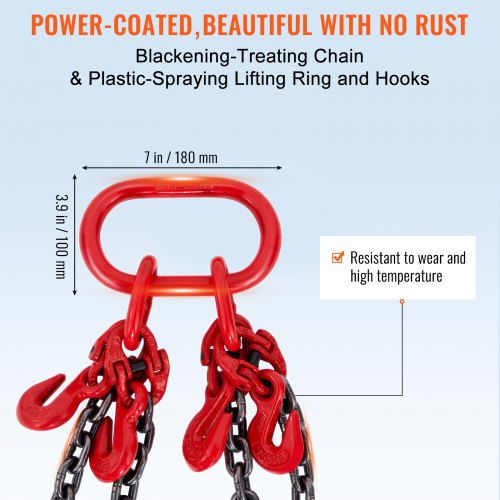 Chain Sling 516 inch x 5 ft Lifting Chains with Hooks G80 Engine Chain