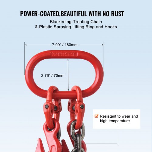 38 x 6 Chain Sling 2 Legs G80 Lifting Chain with Grab Hooks 11000 lbs