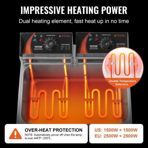 Commercial Electric Deep Fryer Countertop Deep Fryer 3000W 18Qt 17L