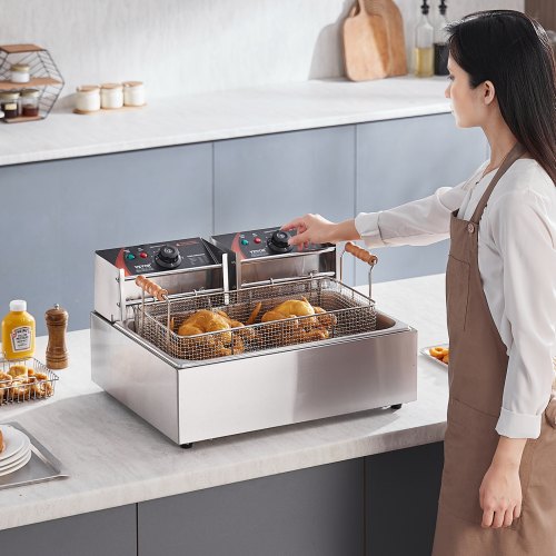 Commercial Electric Deep Fryer Countertop Deep Fryer 3000W 18Qt 17L