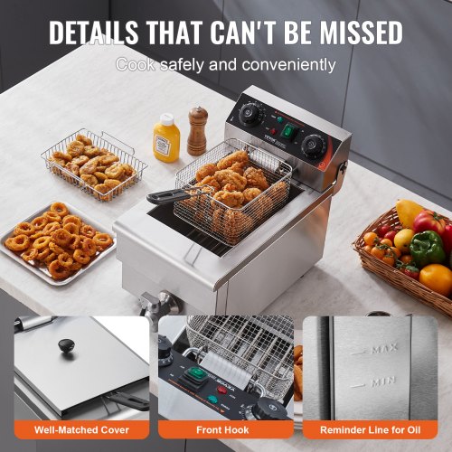 Commercial Deep Fryer 1500W Electric Countertop With Basket 116Qt 11L