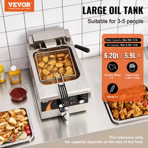 Commercial Deep Fryer 1750W Electric Countertop Fryer with Basket 9Qt 85