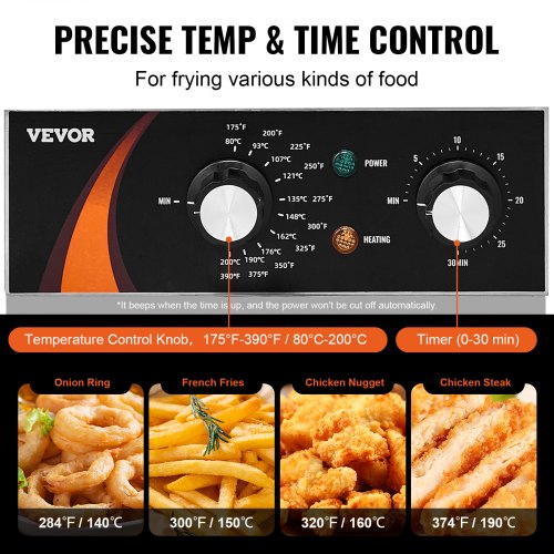 Commercial Deep Fryer 1750W Electric Countertop Fryer with Basket 9Qt 85