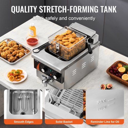 Commercial Deep Fryer 1750W Electric Countertop Fryer with Basket 9Qt 85