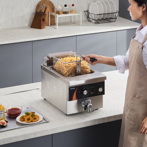 Commercial Deep Fryer 1750W Electric Countertop Fryer with Basket 9Qt 85