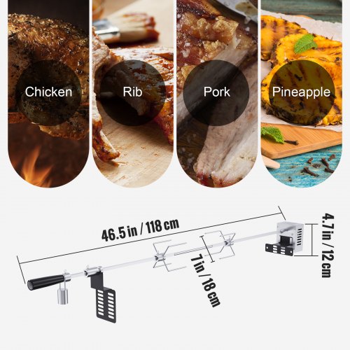 Universal Grill Rotisserie Kit for Grills Electric BBQ Grill with 110V 9W