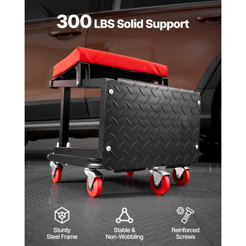 Mechanic Stool 300 lbs Capacity Garage SeatWork Stool with Wheels 360°