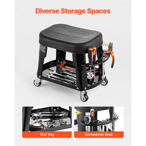 Mechanic Stool 300 lbs Capacity Garage SeatWork Stool with Wheels 360°