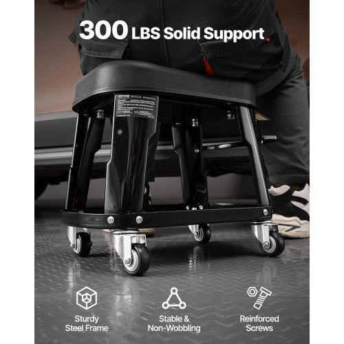 Mechanic Stool 300 lbs Capacity Garage SeatWork Stool with Wheels 360°