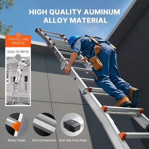 Telescoping Ladder A Frame 9.5 Ft Compact Aluminum Extension Multifunction