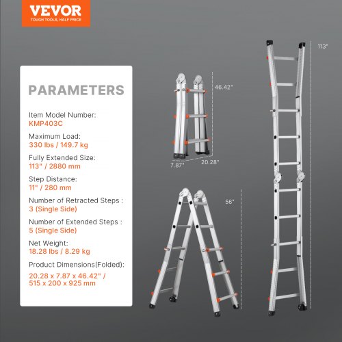 Telescoping Ladder A Frame 9.5 Ft Compact Aluminum Extension Multifunction