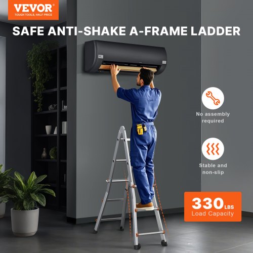 Telescoping Ladder A Frame 11 FT Compact Aluminum Extension Ladder