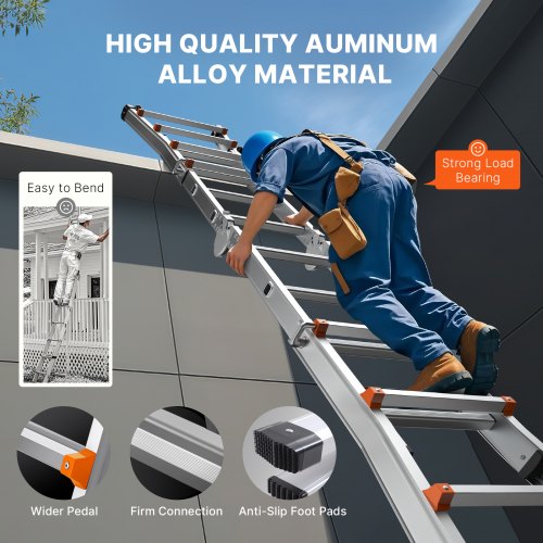 Telescoping Ladder A Frame 11 FT Compact Aluminum Extension Ladder