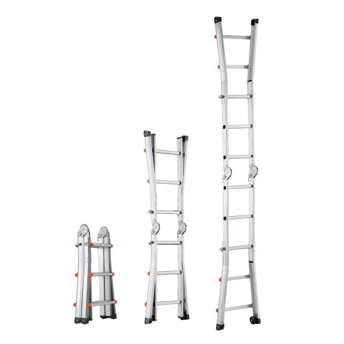 Telescoping Ladder A Frame 11 FT Compact Aluminum Extension Ladder
