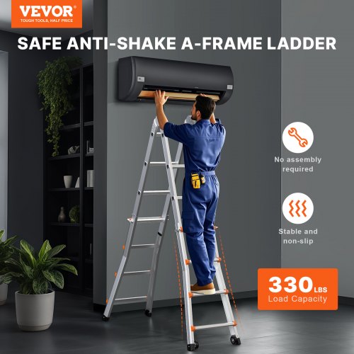 Telescoping Ladder A Frame 15.5 FT Compact Aluminum Extension Ladder