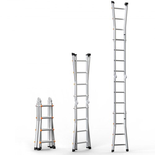 Telescoping Ladder A Frame 15.5 FT Compact Aluminum Extension Ladder