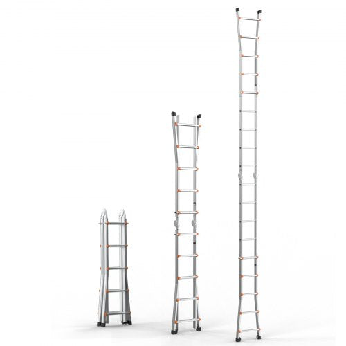 Telescoping Ladder A Frame 17 FT Compact Aluminum Extension Ladder