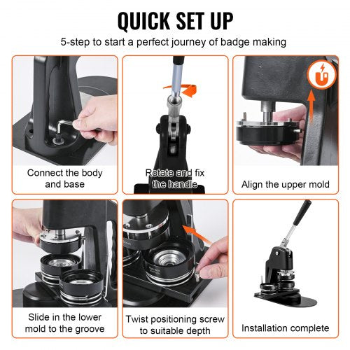 Button Maker Machine Multiple Sizes 1 + 2.25 Inch Badge Punch Press Kit