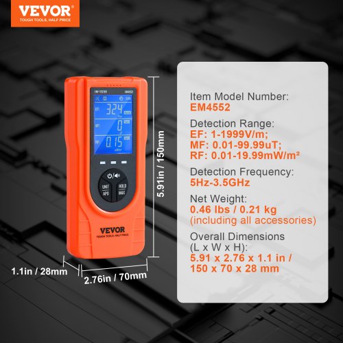 3in1 EMF Meter 5Hz – 35GHz Handheld Rechargeable Electromagnetic Field