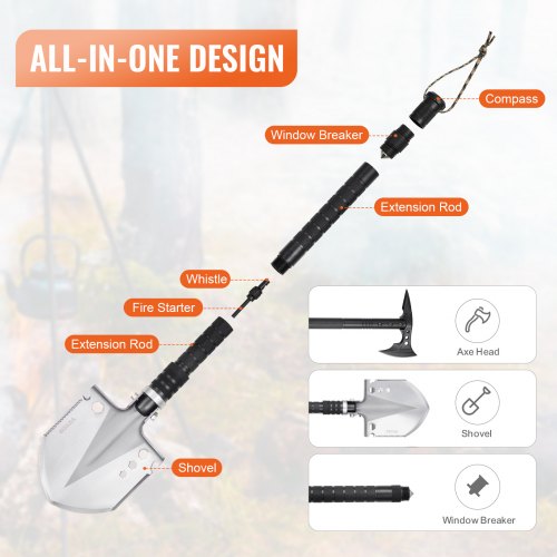 Survival Shovel Survival Axe 28in1 Camping Folding Shovels with Hatchet