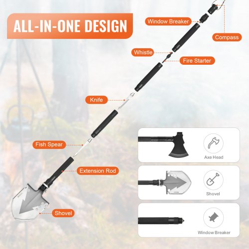Survival Shovel Survival Axe 16in1 Camping Folding Shovels with Hatchet