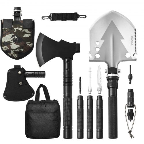 Survival Shovel Survival Axe 16in1 Camping Folding Shovels with Hatchet
