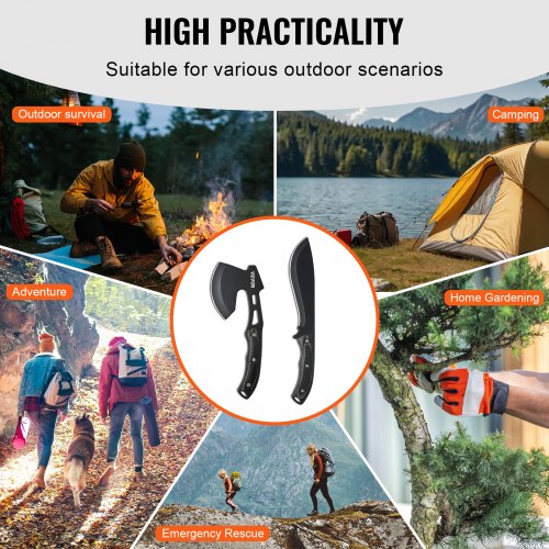 Hunting Knife and Hatchet Axe Combo Set with Sheath Fixed Blade Tactical