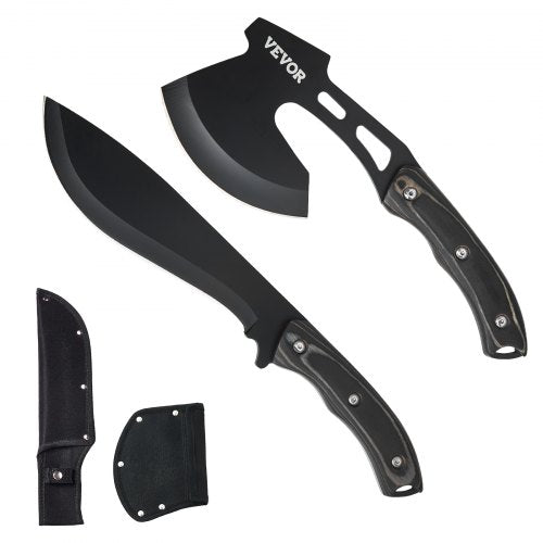 Hunting Knife and Hatchet Axe Combo Set with Sheath Fixed Blade Tactical