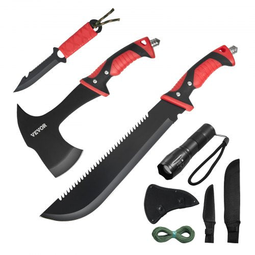 Camping Hatchet and Machete Knife Set with Sheath Hunting Knife