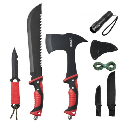 Camping Hatchet and Machete Knife Set with Sheath Hunting Knife