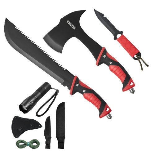 Camping Hatchet and Machete Knife Set with Sheath Hunting Knife