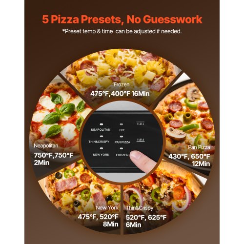 Electric Pizza Oven Smart Pizzas Maker Indoor With 5 Preset 12Inch Countertop