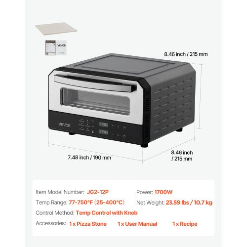 Electric Pizza Oven Smart Pizzas Maker Indoor With 5 Preset 12Inch Countertop