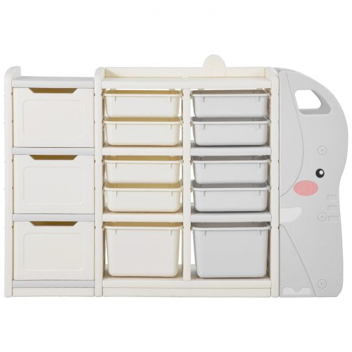 Kids Toy Storage 4Tier Elephantshape Organizer With 10 Plastic Movable Bins