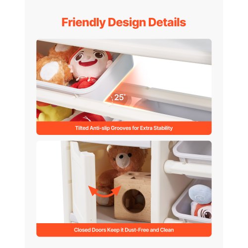 Kids Toy Storage with Bookshelf 4Tier Toy Storage Organizer with 10