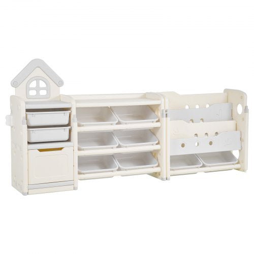 Kids Toy Storage with Bookshelf 4Tier Toy Storage Organizer with 10