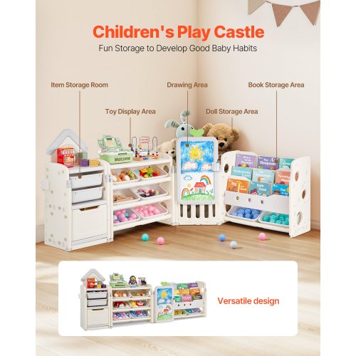 Kids Toy Storage with Bookshelf 4Tier Large Toy Storage Organizer with 10
