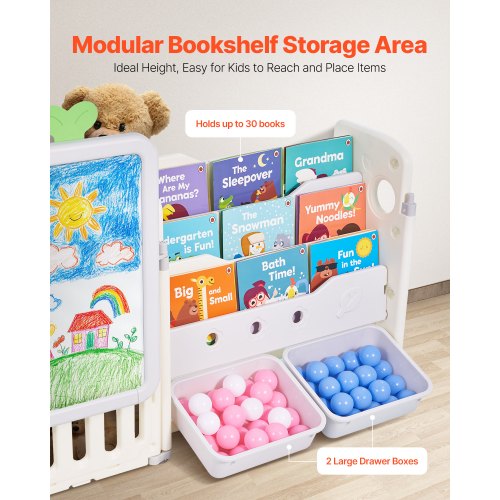 Kids Toy Storage with Bookshelf 4Tier Large Toy Storage Organizer with 10