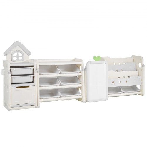 Kids Toy Storage with Bookshelf 4Tier Large Toy Storage Organizer with 10