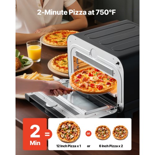 Pizza Oven 8 Presets Electric Ovens Air Fry Combo 12Inch Indoor Maker Smart