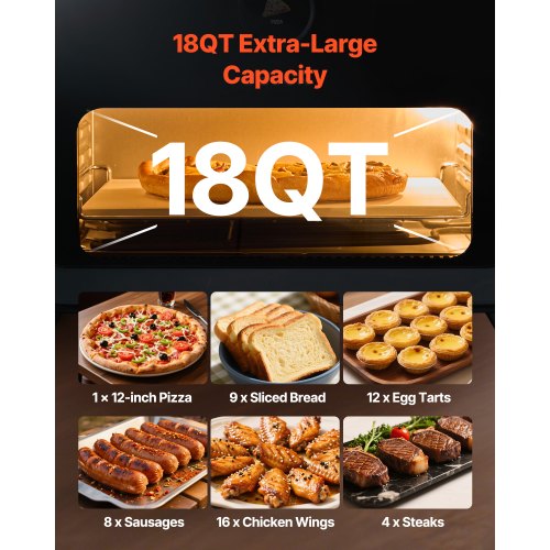 Pizza Oven 8 Presets Electric Ovens Air Fry Combo 12Inch Indoor Maker Smart