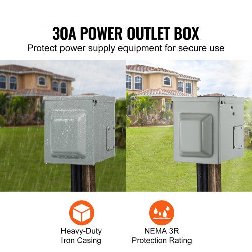 30 Amp RV Power Outlet Box 125250 Volt Enclosed Lockable Outdoor RV